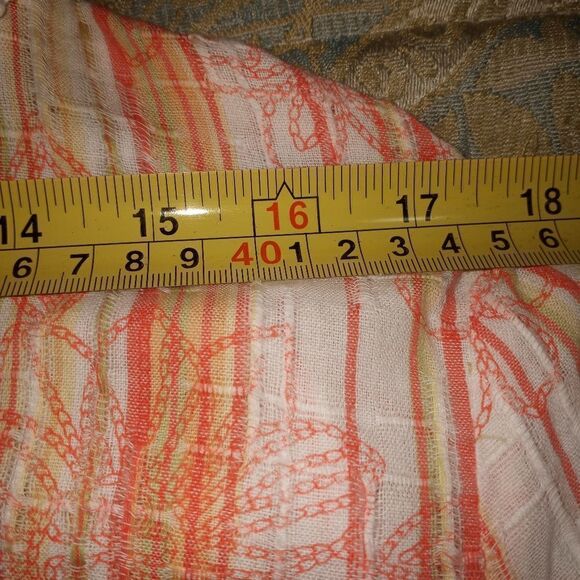 Alfred Dunner Women's 14 White Pink Striped 3/4 Sleeve V-Neck 100% Cotton Top - Picture 7 of 9